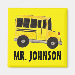Personalised Yellow School Bus Driver Education Magnet