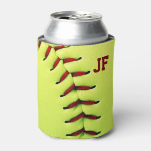 Personalised yellow softball ball can cooler