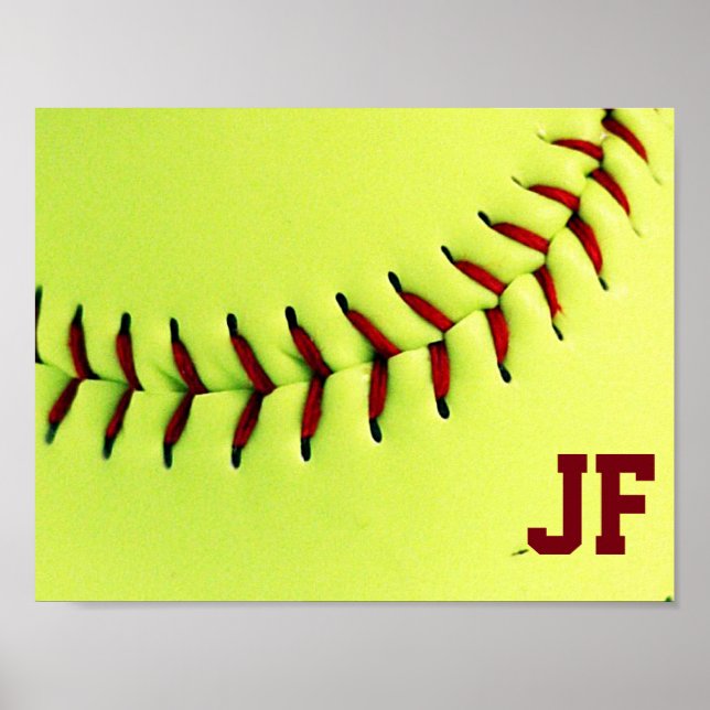 Personalised yellow softball ball poster (Front)