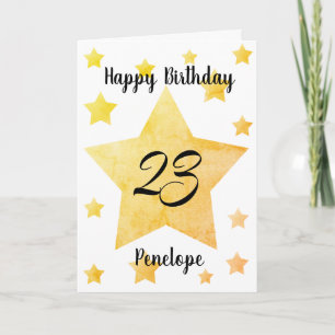Personalised Yellow Stars 23rd Birthday Card