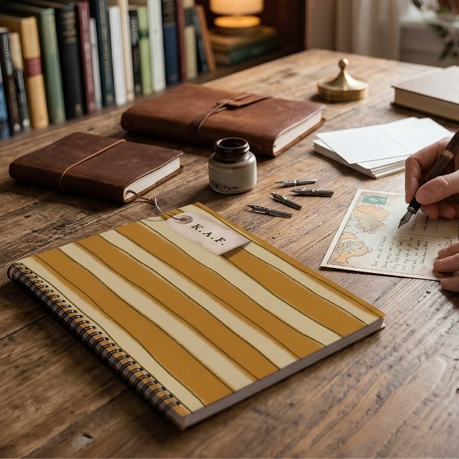 Personalised Yellow Striped Initial Bookmark Tag Notebook (Creator Uploaded)