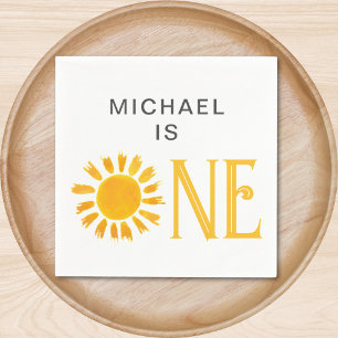 Personalised Yellow Sun First Birthday Party  Napkin