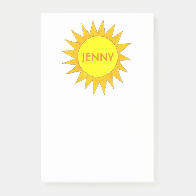 Personalised Yellow Sun Sunshine Sunny Day Post It Post-it Notes (Front)