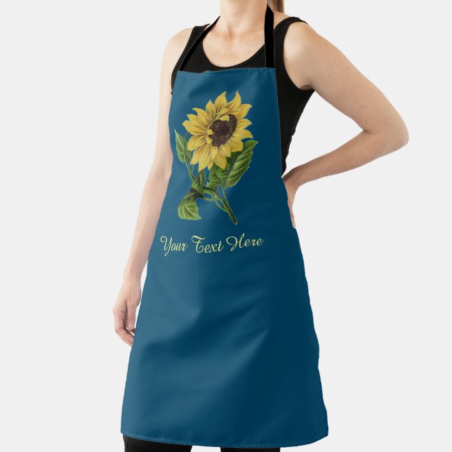 Personalised Yellow Sunflower Apron (Insitu)
