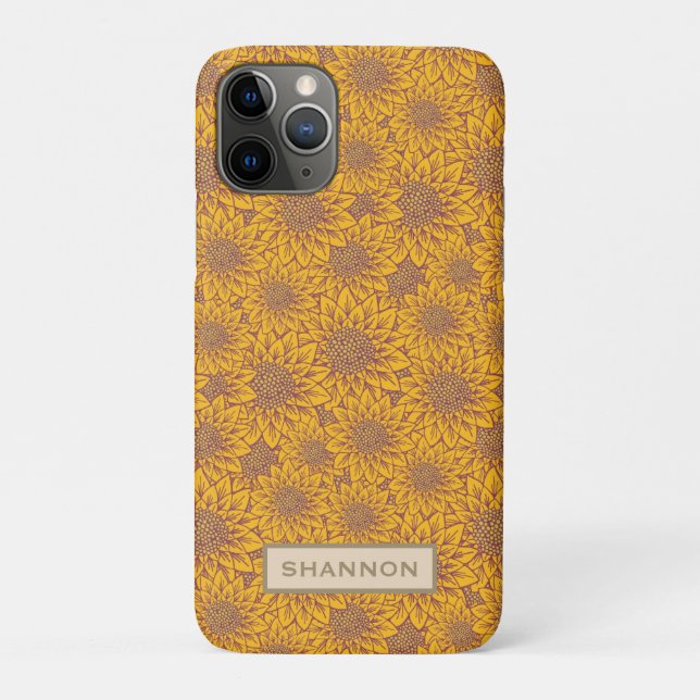 Personalised Yellow Sunflower Pattern iPhone Case (Back)