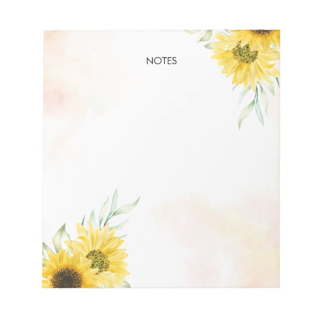 Personalised Yellow Sunflower Watercolor Notepad (Front)