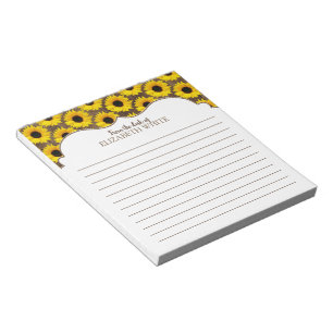 Personalised Yellow Sunflower Wood Pattern Notepad