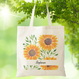 Personalised Yellow Sunflowers Foliage  Tote Bag