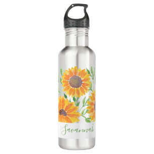 Personalised Yellow Sunflowers Green Foliage 710 Ml Water Bottle