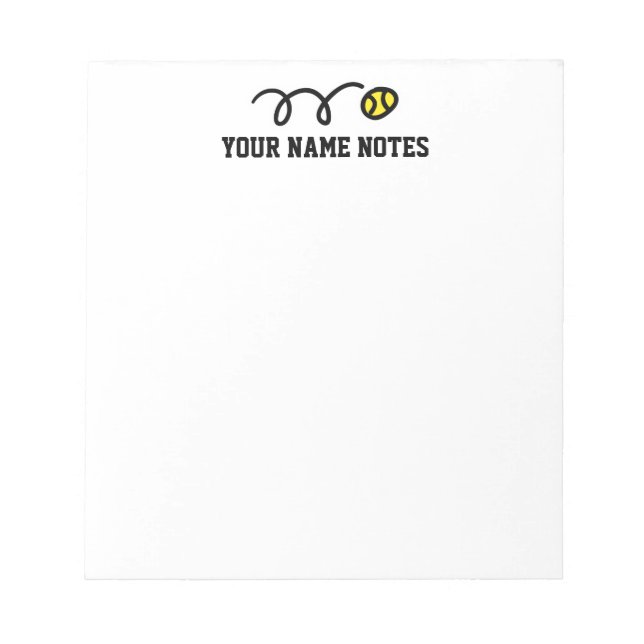 Personalised yellow tennis ball notepad (Front)