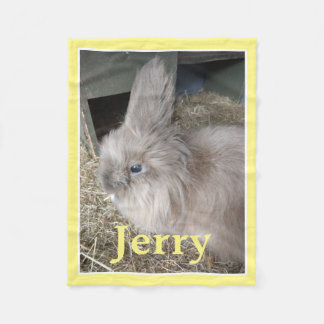 Personalised Yellow Trim Pet Bunny Photo and Name Fleece Blanket