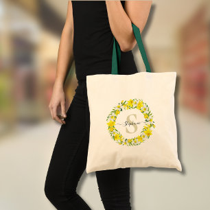 Personalised Yellow White Daffodil Garland Tote Bag
