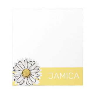 Personalised Yellow & White Daisy Notepad 