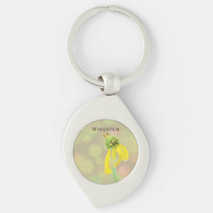 Personalised Yellow Wingstem Wildflower Rose Pink Key Ring