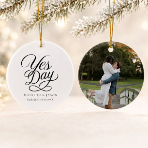Personalised Yes Day Wedding Photo Ornament
