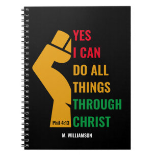 Personalised YES I CAN DO ALL THINGS Christian Notebook