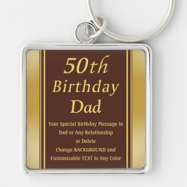 Personalised yet Cheap 50th Birthday Gifts for Dad Key Ring (Front)