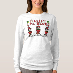 Personalised Yiayia Grandkids Elves 2 Boys 1 Girl T-Shirt