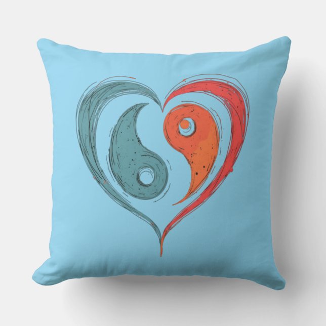Personalised Yin Yang Heart Symbol  Cushion (Front)