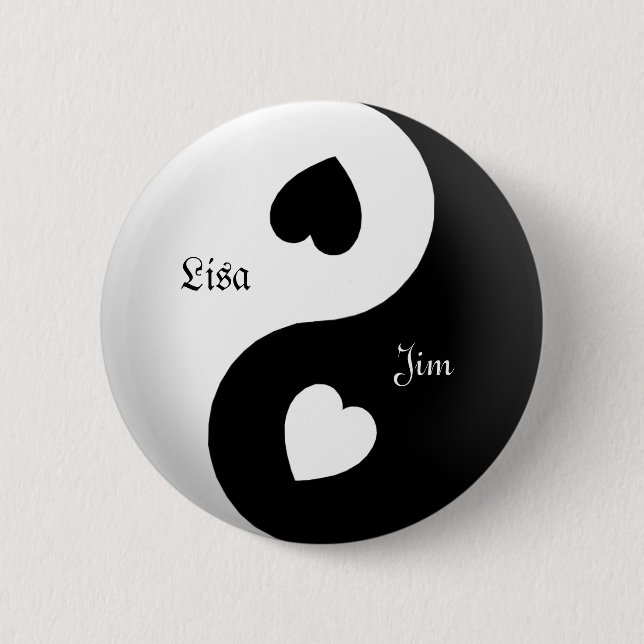 Personalised Yin Yang Love Button (Front)