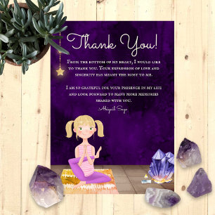 Personalised Yoga Girl Meditation and Crystals Thank You Card