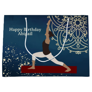 Personalised Yoga Gold, Blue, Red Mandala Birthday Large Gift Bag