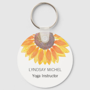 Personalised Yoga Instructor Sunflower Key Ring