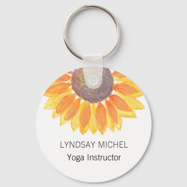 Personalised Yoga Instructor Sunflower Key Ring (Front)