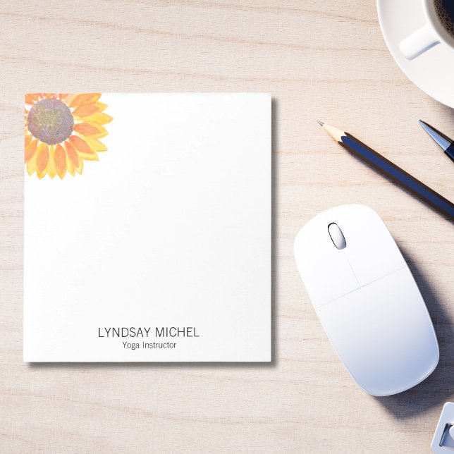 Personalised Yoga Instructor Sunflower Notepad (Creator Uploaded)