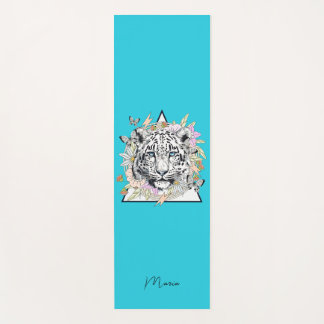 Personalised Yoga Mat Custom Name White Tiger