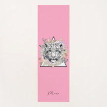 Personalised Yoga Mat Custom Name White Tiger