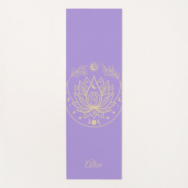 Personalised Yoga Mat Meditation Gift Purple (Front)