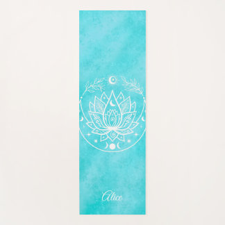 Personalised Yoga Mat Meditation Gift Women Blue