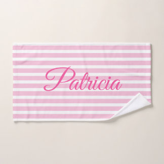 Personalised Yoga Mat Pink Stripes Meditation Mat Hand Towel