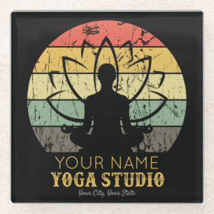 Personalised Yoga Studio Fitness Instructor Guru  Glass Coaster