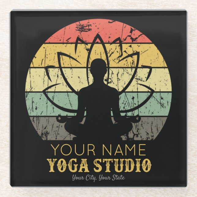 Personalised Yoga Studio Fitness Instructor Guru  Glass Coaster (Front)