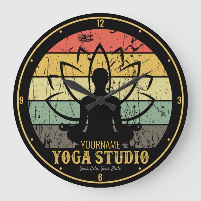 Personalised Yoga Studio Fitness Instructor Guru  Large Clock (Front)