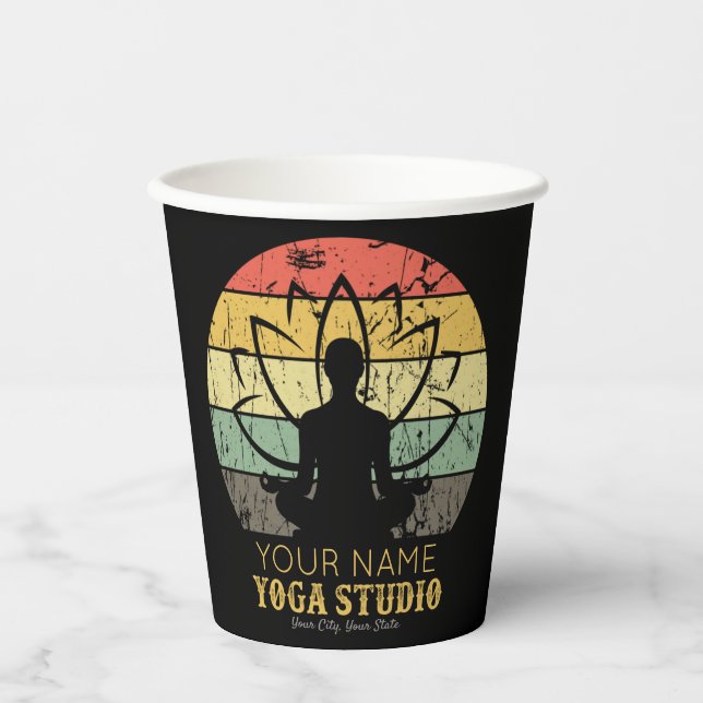Personalised Yoga Studio Fitness Instructor Guru Paper Cups (Front)