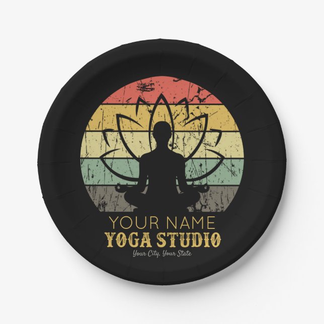 Personalised Yoga Studio Fitness Instructor Guru  Paper Plate (Front)