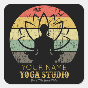 Personalised Yoga Studio Fitness Instructor Guru  Square Sticker