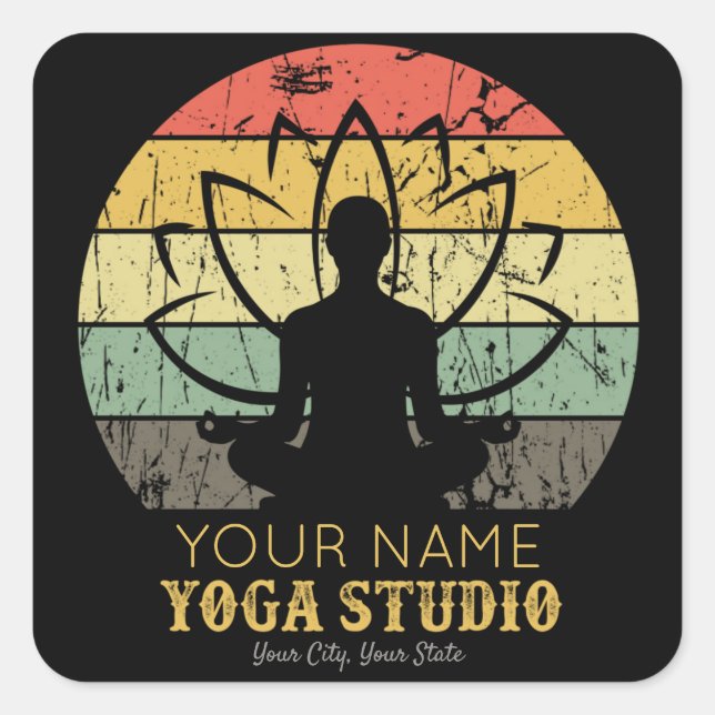 Personalised Yoga Studio Fitness Instructor Guru  Square Sticker (Front)