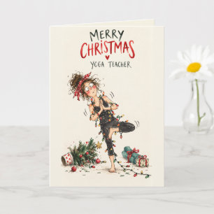 Personalised Yoga Teacher Funny Christmas Card