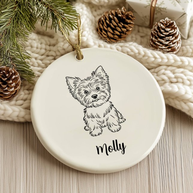 Personalised Yorkie Dog Christmas Ceramic Ornament (Creator Uploaded)