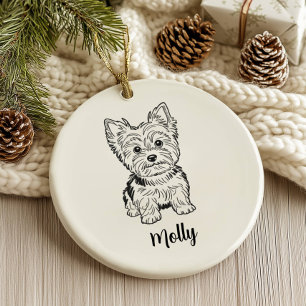 Personalised Yorkie Dog Christmas Ceramic Ornament