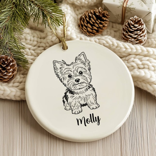 Personalised Yorkie Dog Christmas Ceramic Ornament (Creator Uploaded)