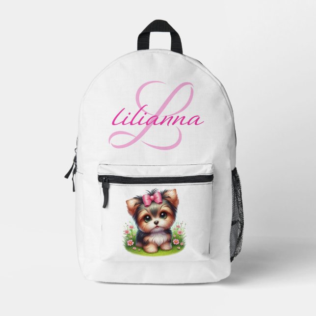 Personalised Yorkie Printed Backpack (Front)