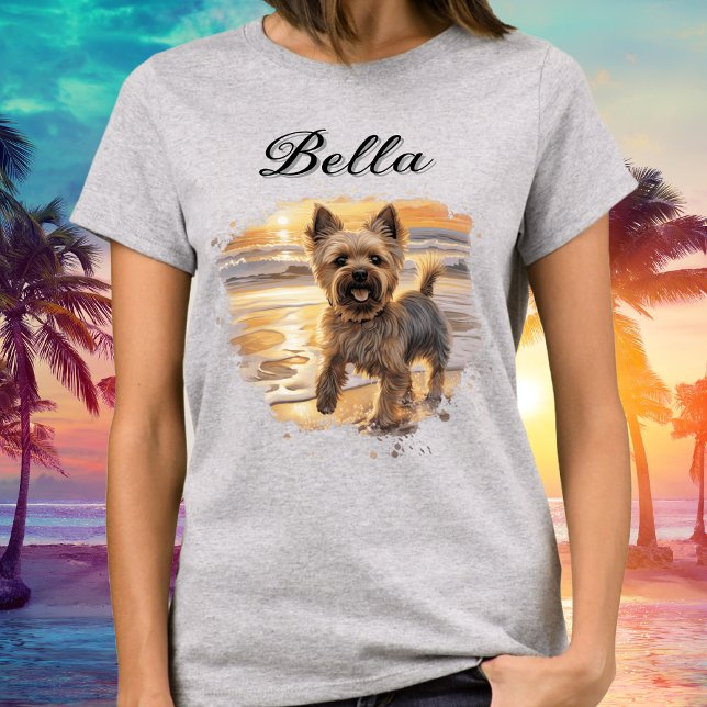 Personalised Yorkie Sunset Cute Beach Dog Lover T-Shirt (Personalized Yorkie Sunset Cute Beach Dog Lover T-Shirt)