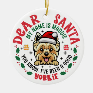 Personalised Yorkshire Terrier Dog Christmas Tree Ceramic Ornament