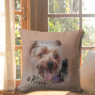 Personalised Yorkshire Terrier Dog Photo Image Cushion