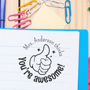 Personalised You Are Awesome Thumbs Up  Self-inking Stamp